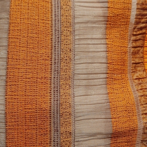 Marc Rozier Orang and Gray Striped Silk - Cotton - Linen Blend Scarf - Picture 3 of 7